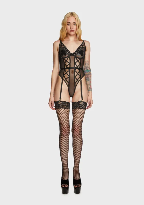 Cross My Path Mesh Teddy sold by Dolls Kill