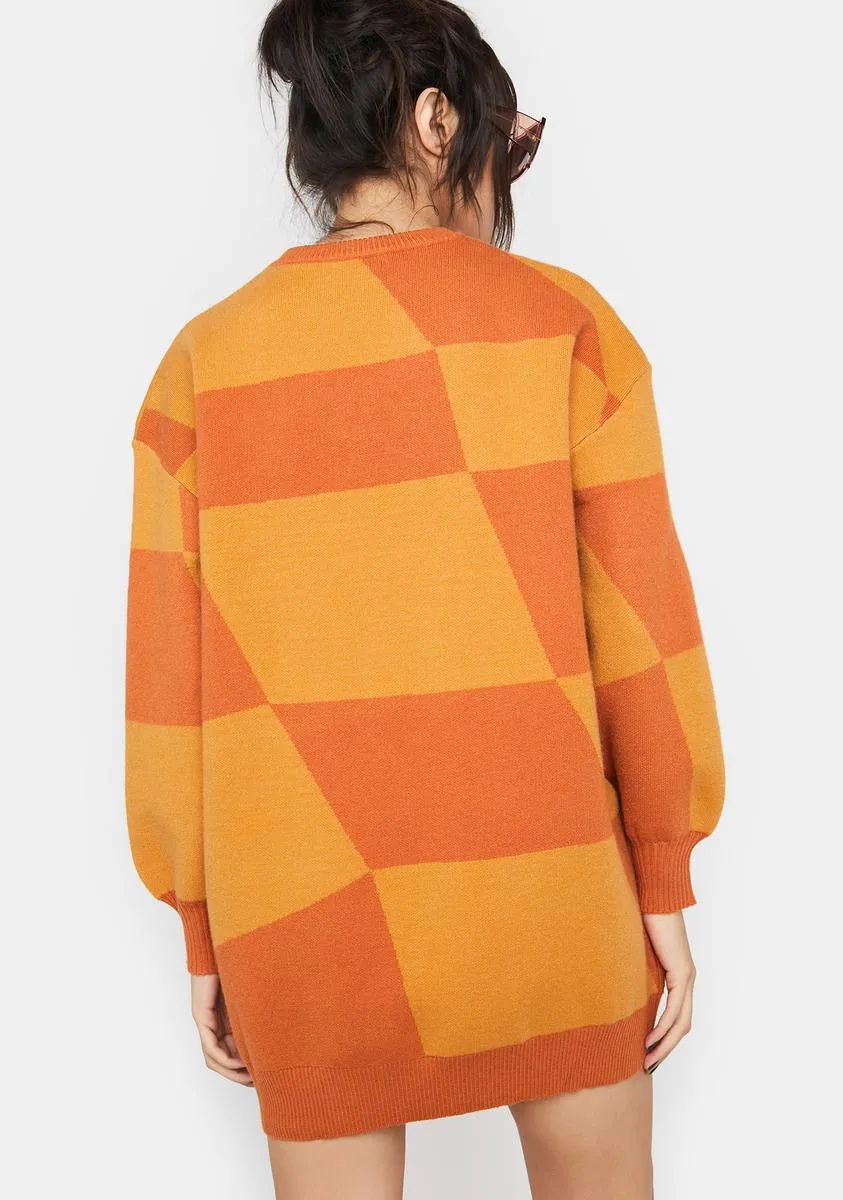 Rust Pursuing You Checkered Sweater Dress sold by Dolls Kill product image thumbnail 4