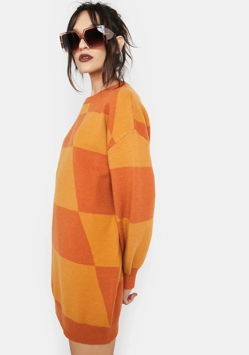Rust Pursuing You Checkered Sweater Dress sold by Dolls Kill product image thumbnail 2