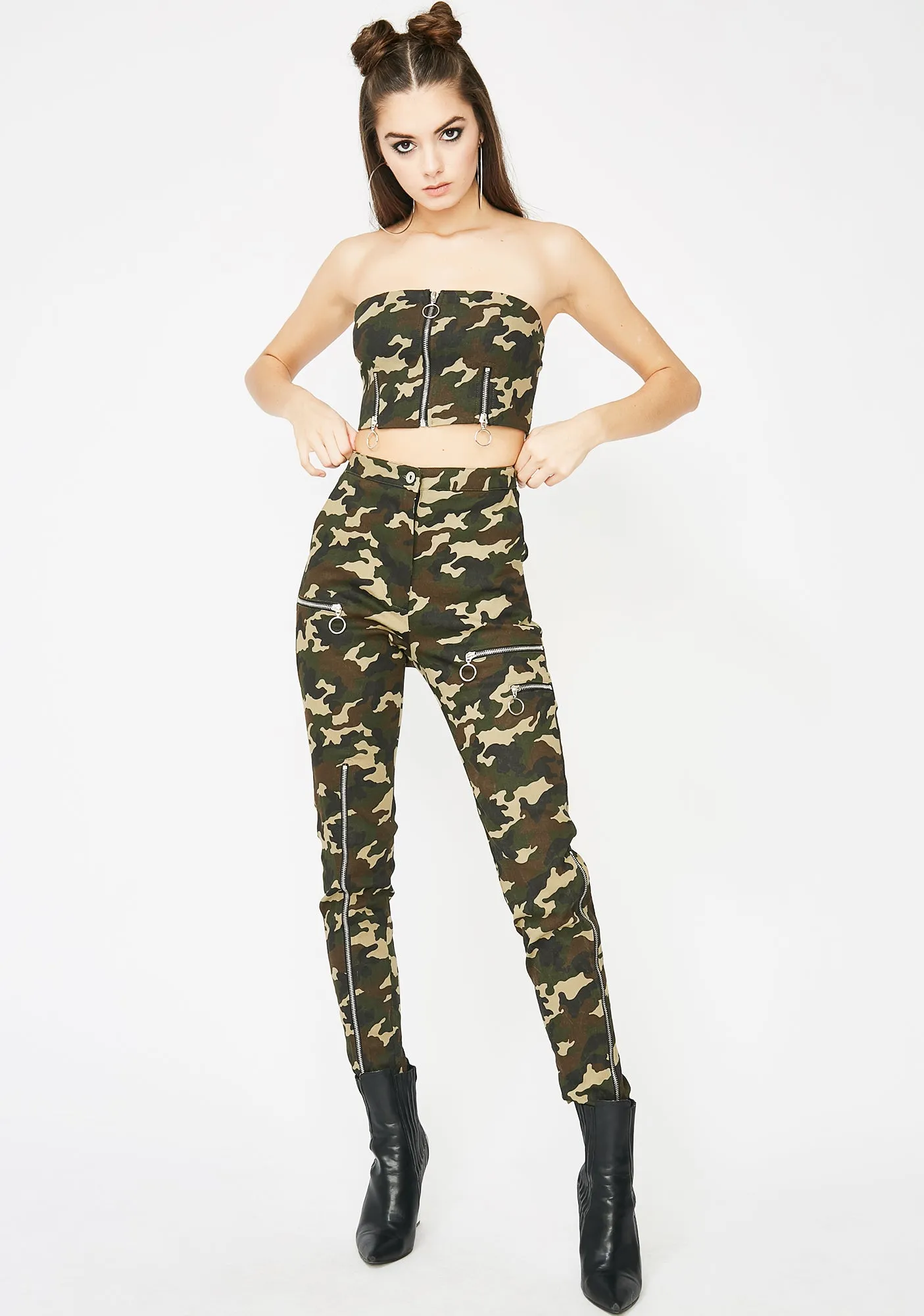 Manhunt Zippered Camo Set sold by Dolls Kill