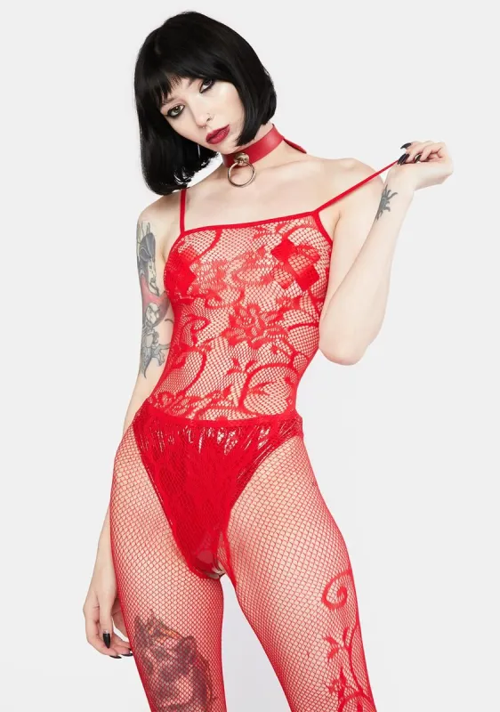 Blooming Love Fishnet Bodystocking sold by Dolls Kill