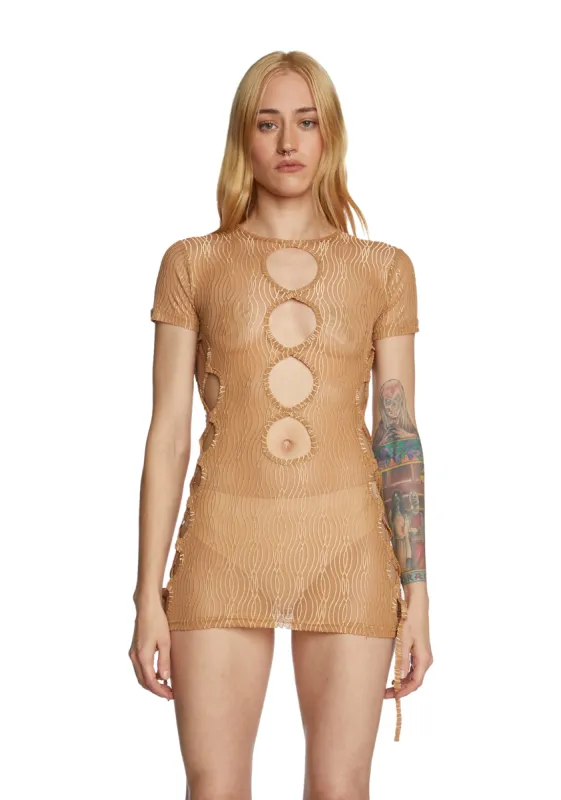 Eternal Appeal Mini Dress - Light Brown sold by Dolls Kill