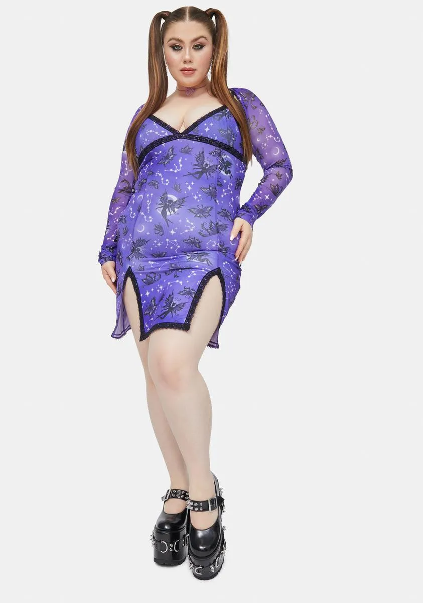 Plus Heighten Senses Goth Fairy Mesh Scallop Dress sold by Dolls Kill product image thumbnail 3