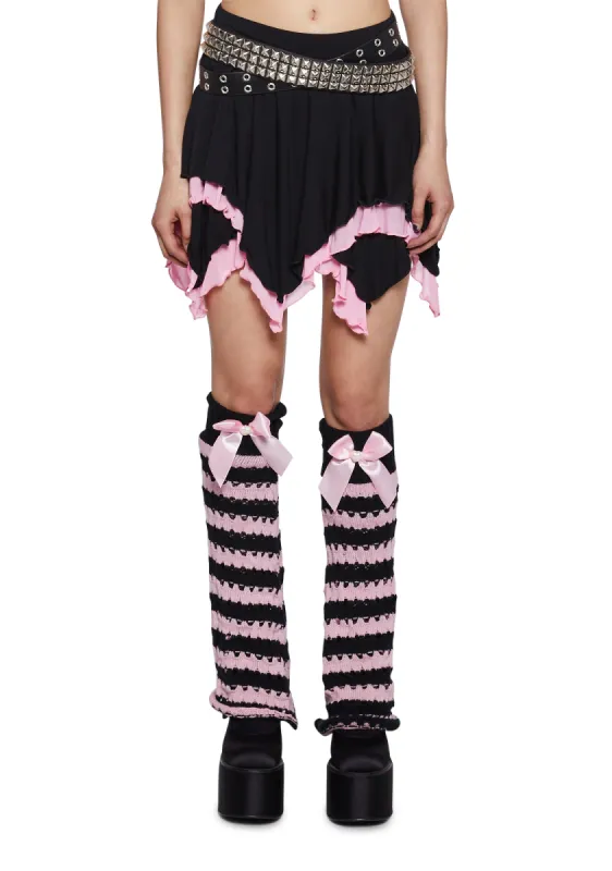 Wait For The Blackout Mini Skirt - Black/Pink sold by Dolls Kill