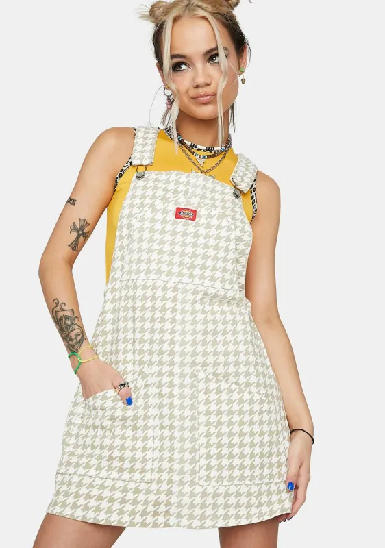 Brushed Twill Houndstooth Overall Jumper Dress sold by Dolls Kill