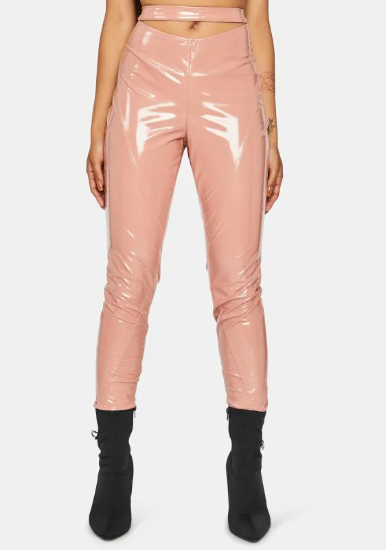 Peach Magnetic Matrix Vinyl Pants sold by Dolls Kill