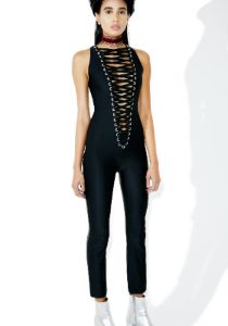 Lace-Up Catsuit sold by Dolls Kill