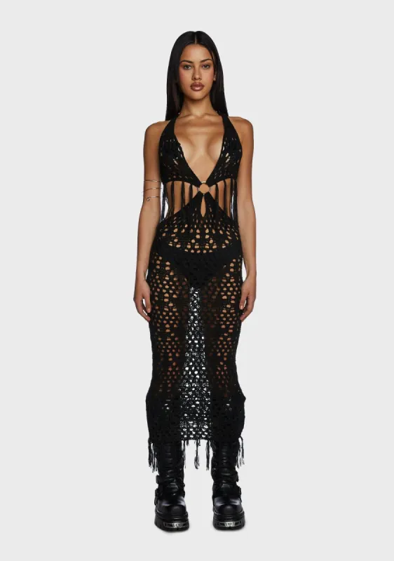 Distraction Open Knit Maxi Dress sold by Dolls Kill