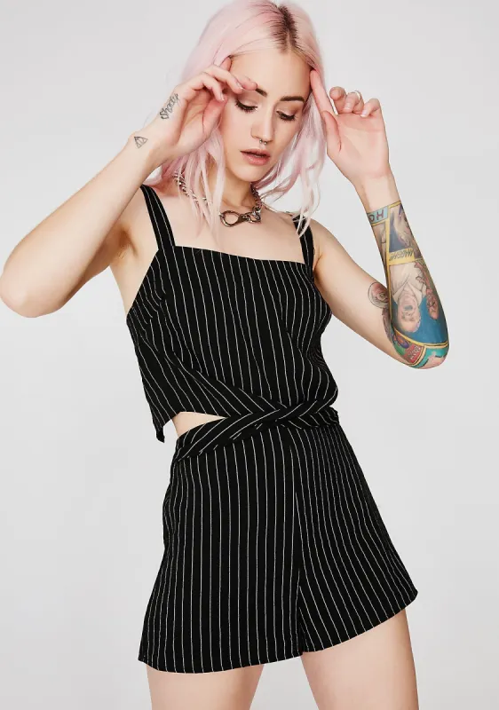Mob Life Pinstripe Romper sold by Dolls Kill