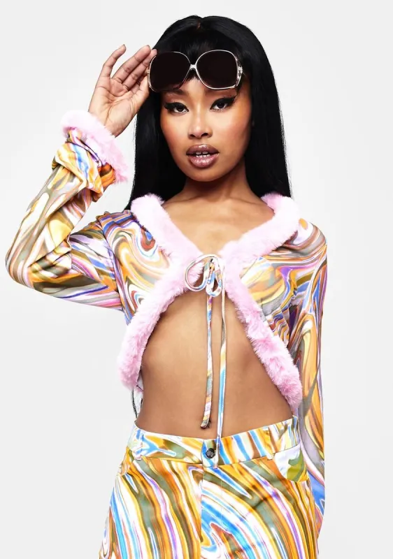 Unfaithful Faux Fur Trim Crop Top sold by Dolls Kill