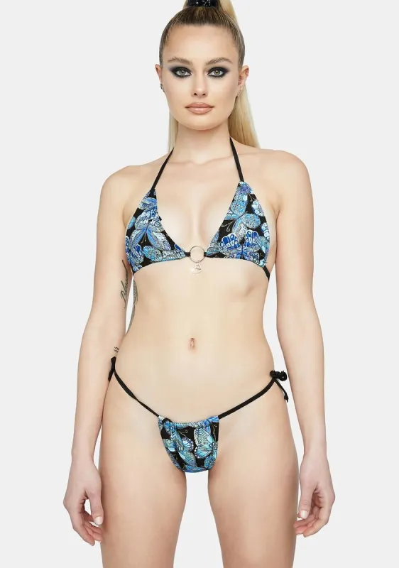 Blue Metallic Butterfly Set sold by Dolls Kill