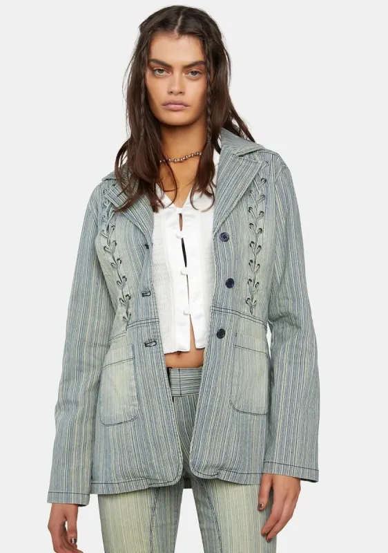 Sliding Doors Pinstripe Blazer sold by Dolls Kill