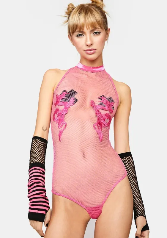 Candy Bad Luck Dragon Fishnet Bodysuit sold by Dolls Kill