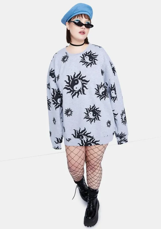 Plus Yin Yang Marl Crewneck Sweatshirt sold by Dolls Kill