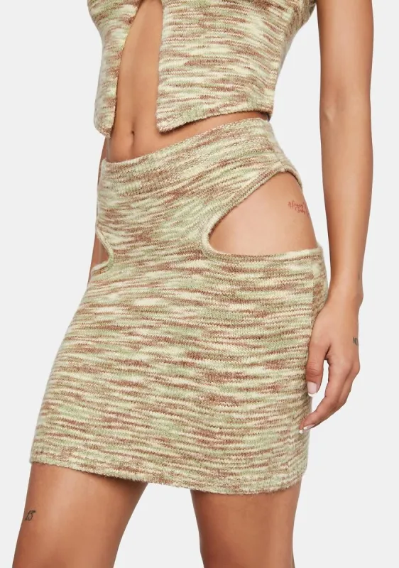 Mix Space Dye Khaki Steine Mini Skirt sold by Dolls Kill