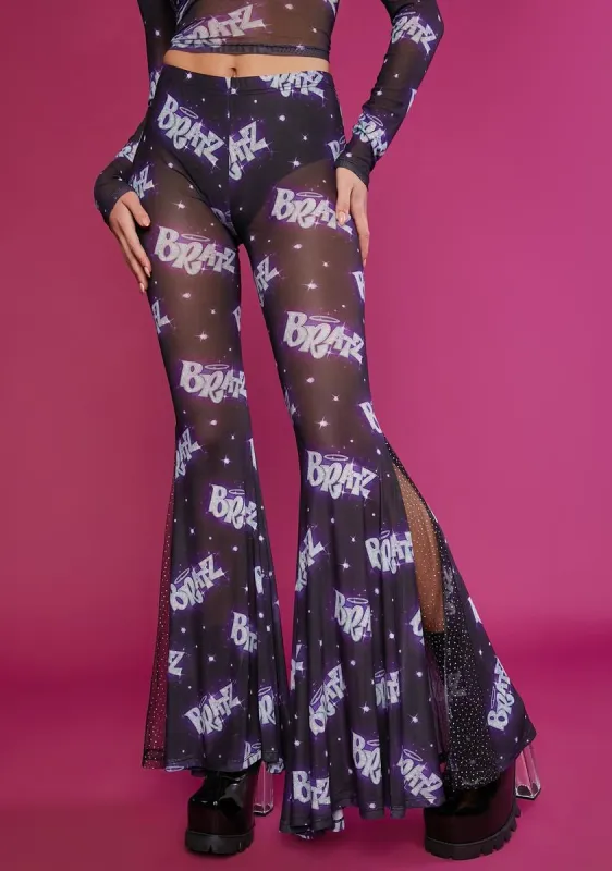 Overnight Sensation Mesh Bell Bottoms sold by Dolls Kill
