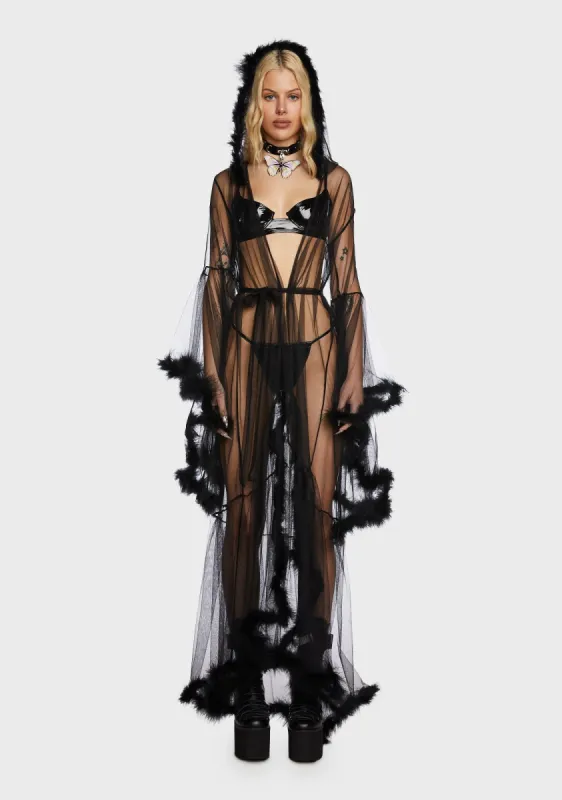 Emel Belted Borg Trim Coat sold by Dolls Kill