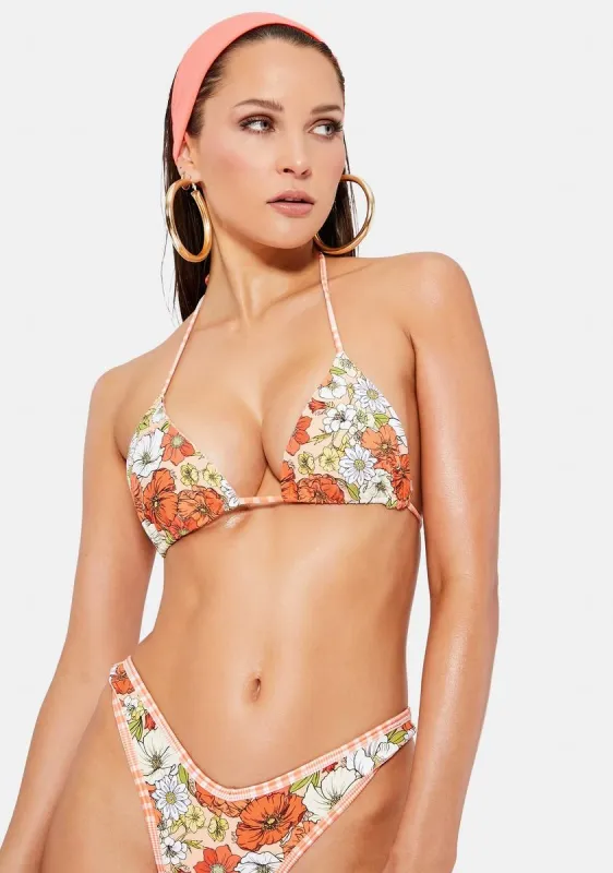 Blair 70s Floral Reversible Bikini Top sold by Dolls Kill