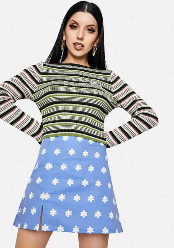 Back To The 70s Floral Mini Skirt sold by Dolls Kill