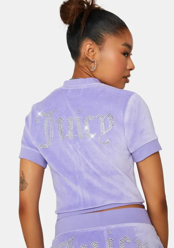 Freesia Short Sleeve Big Bling Velour Jacket sold by Dolls Kill