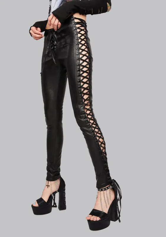 Hand Of Doom Lace-Up Leggings sold by Dolls Kill