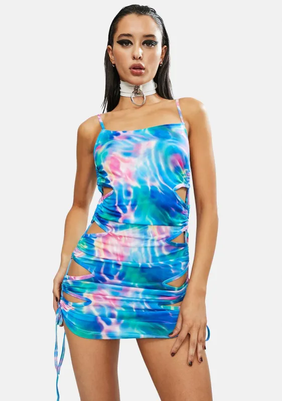 Ocean Breeze Lace-Up Bodycon Dress sold by Dolls Kill