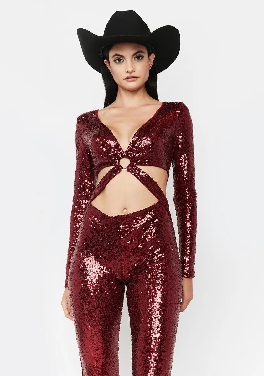 Glimmered Visions Sequin Jumpsuit sold by Dolls Kill
