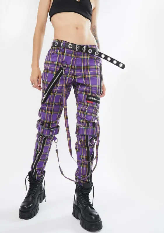 Violet Plaid Bondage Pants sold by Dolls Kill