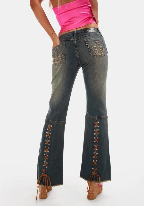 Jaida Lace-Up Jeans sold by Dolls Kill