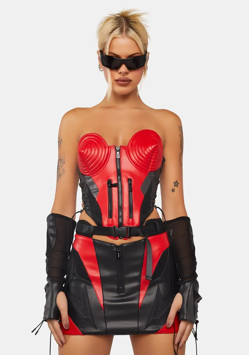 Red Nasty Moto Mini Skirt sold by Dolls Kill product image thumbnail 3