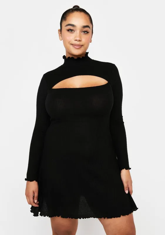 Plus Ready To Impress Mock Neck Mini Dress sold by Dolls Kill