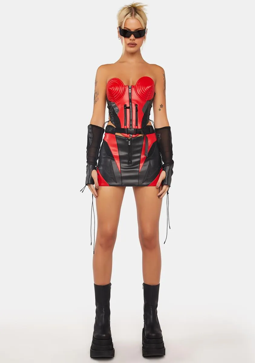 Red Nasty Moto Mini Skirt sold by Dolls Kill product image thumbnail 4