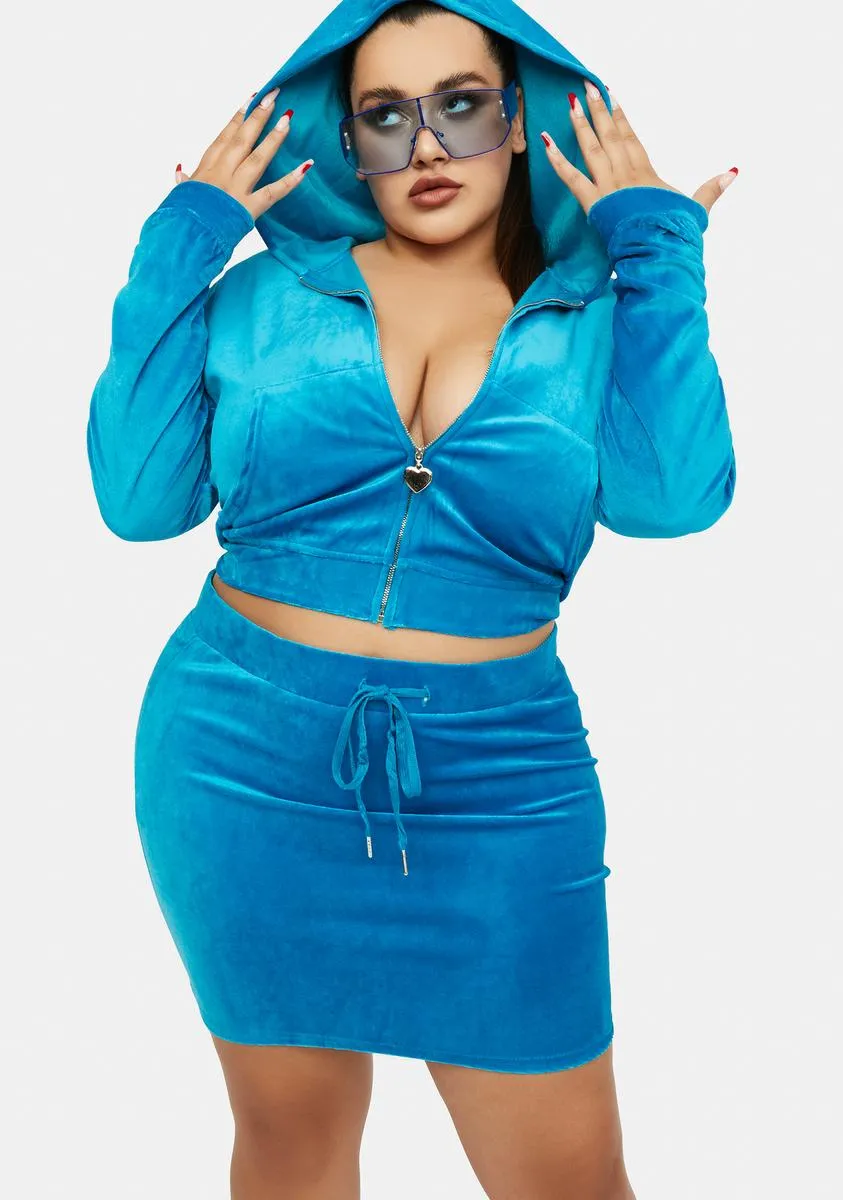 Pool Miss Pretty Proper Plush Velour Skirt Set sold by Dolls Kill