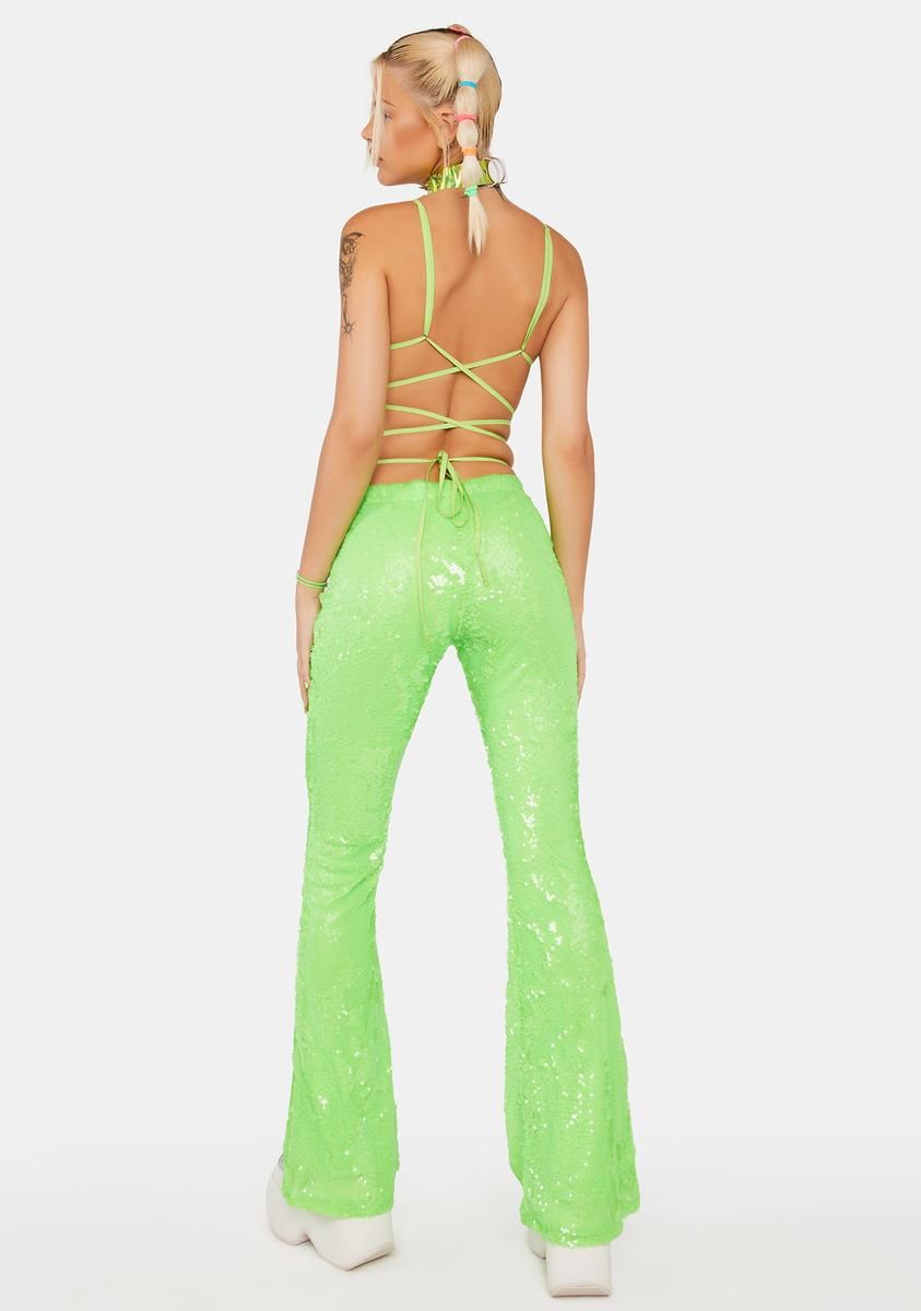 Lime Infinity Dream Sequin Flares sold by Dolls Kill product image thumbnail 4