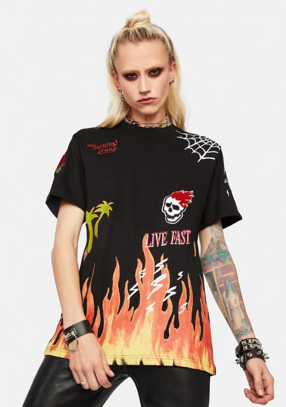 Hot Flame Graphic Tee sold by Dolls Kill
