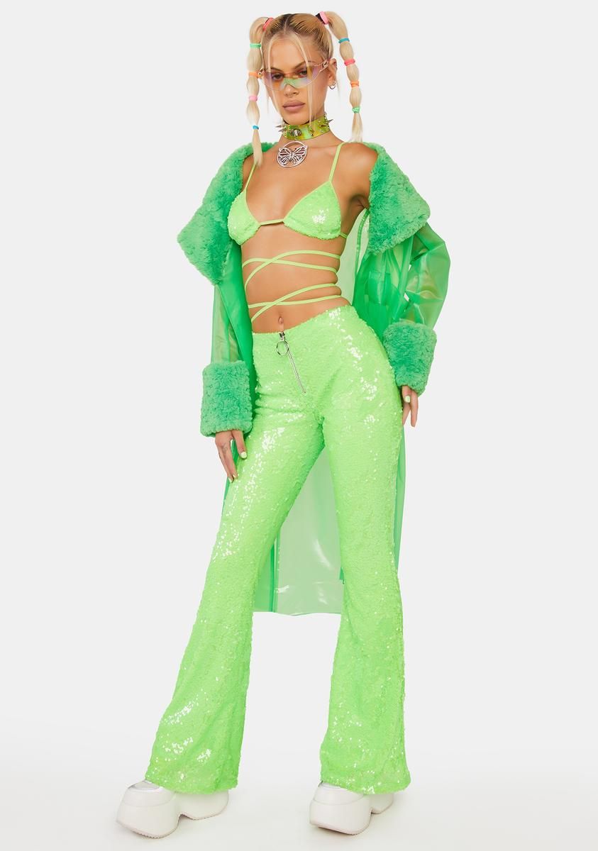 Lime Infinity Dream Sequin Flares sold by Dolls Kill product image thumbnail 2