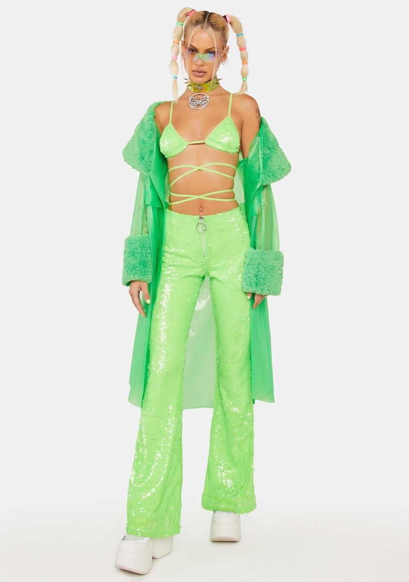 Lime Infinity Dream Sequin Flares sold by Dolls Kill product image thumbnail 3