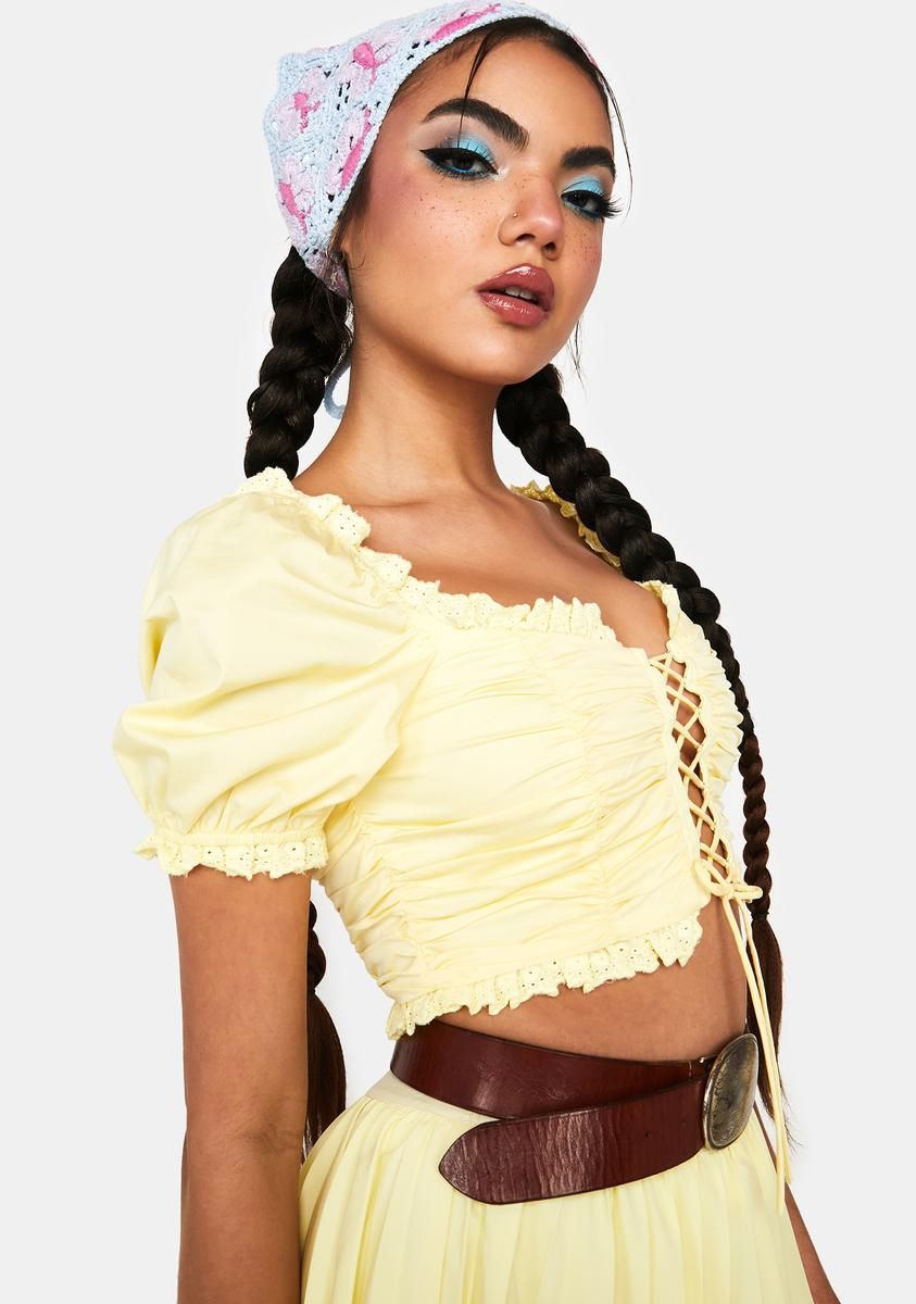 Butter Moving Too Fast Crop Blouse sold by Dolls Kill product image thumbnail 2