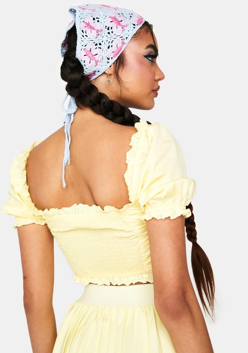 Butter Moving Too Fast Crop Blouse sold by Dolls Kill product image thumbnail 4