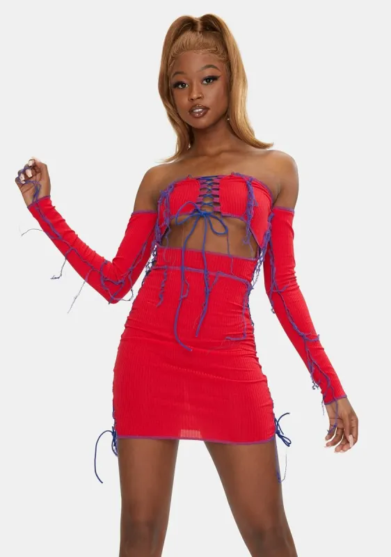 Cherry I Bodied That Lace-Up Mini Dress sold by Dolls Kill