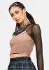 Brown Mesh Crop Tank sold by Dolls Kill