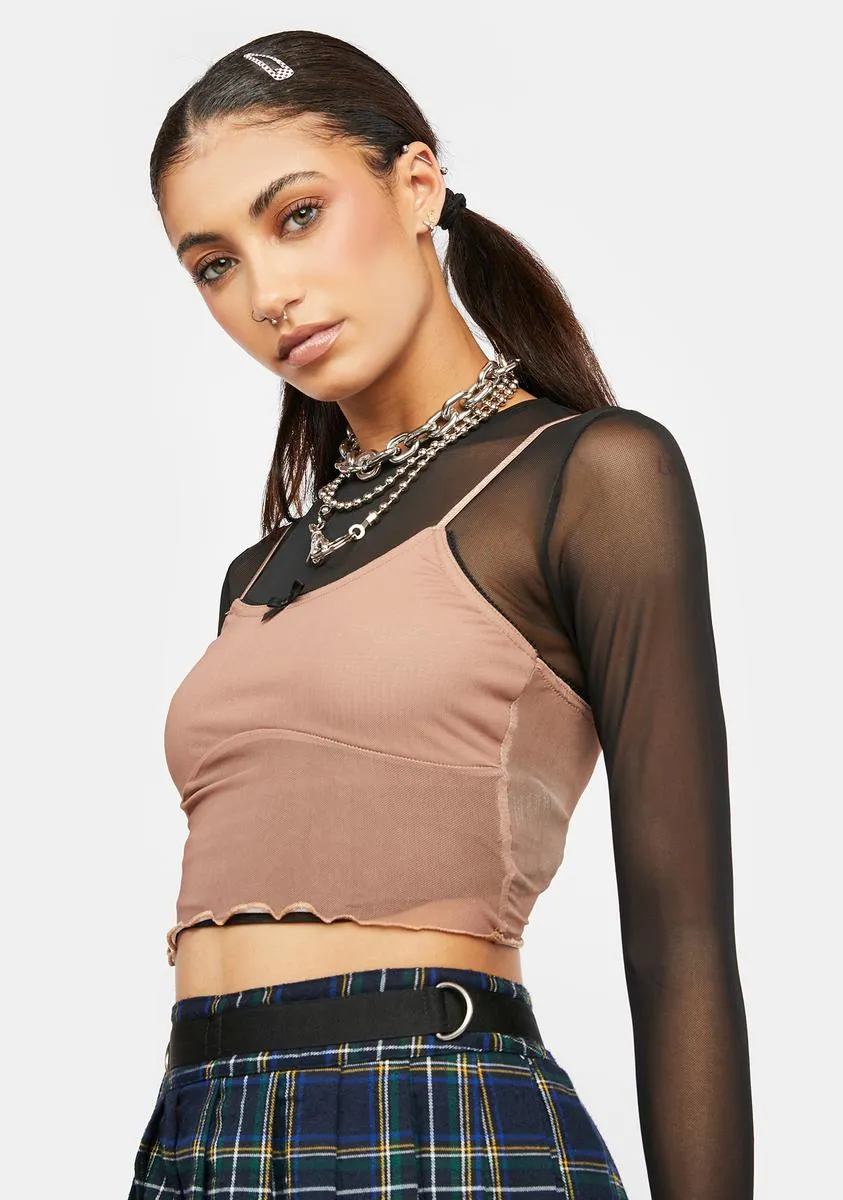 Brown Mesh Crop Tank sold by Dolls Kill product image thumbnail 2