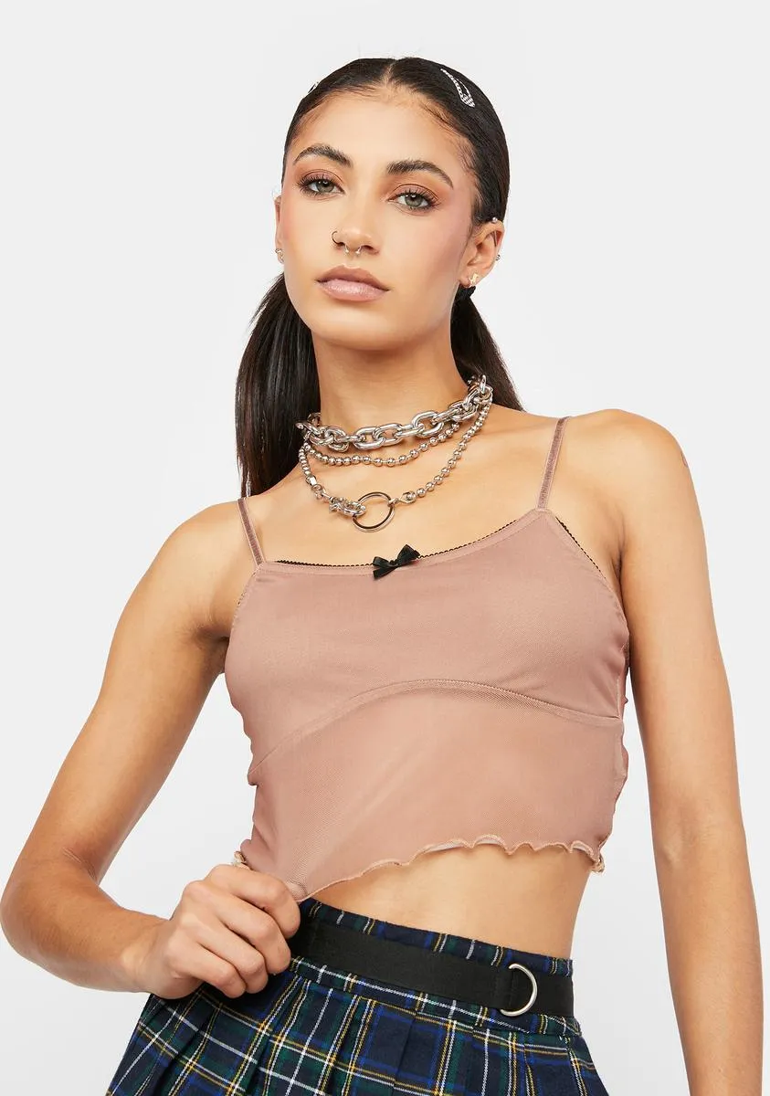 Brown Mesh Crop Tank sold by Dolls Kill