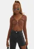 Brown Dasha Crop Top sold by Dolls Kill
