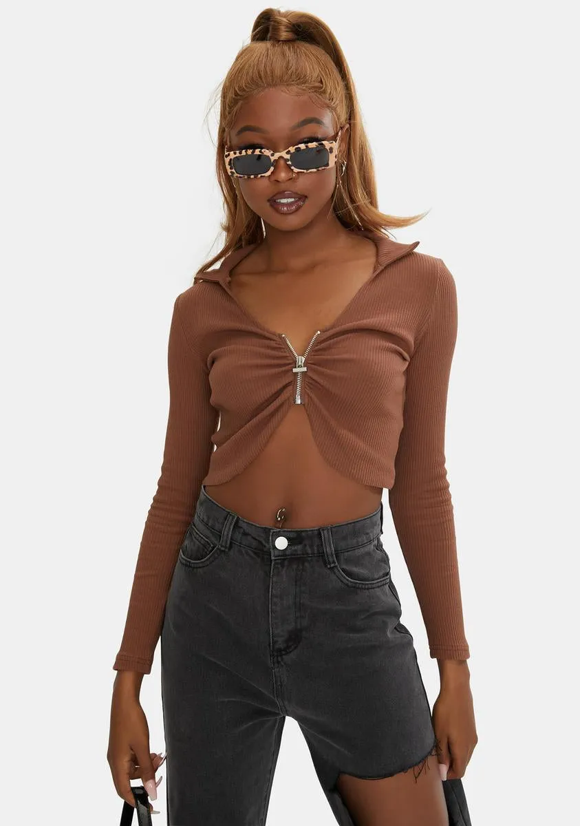 Brown Dasha Crop Top sold by Dolls Kill