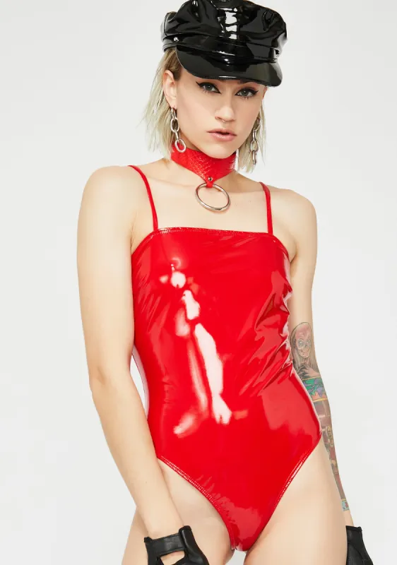 Flaming Villainous Vixen Vinyl Bodysuit sold by Dolls Kill