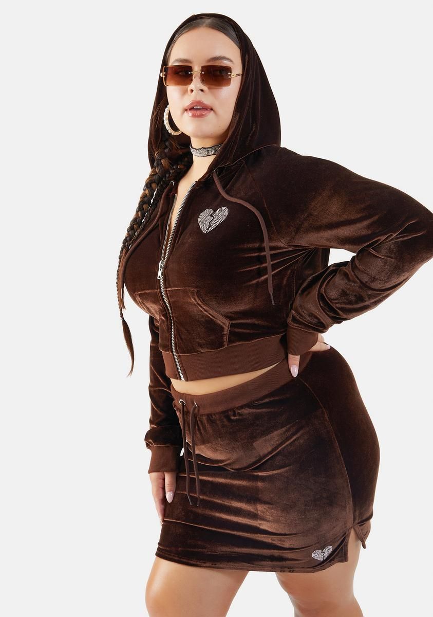 Plus Cocoa Kissed A Girl Velour Skirt Set sold by Dolls Kill product image thumbnail 2