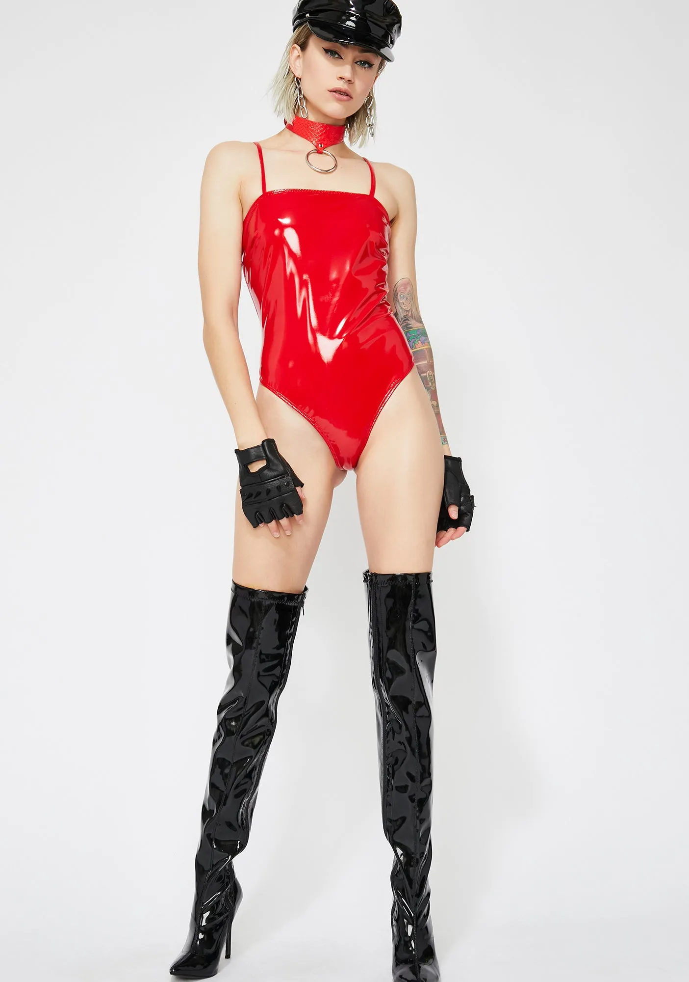 Flaming Villainous Vixen Vinyl Bodysuit sold by Dolls Kill product image thumbnail 5