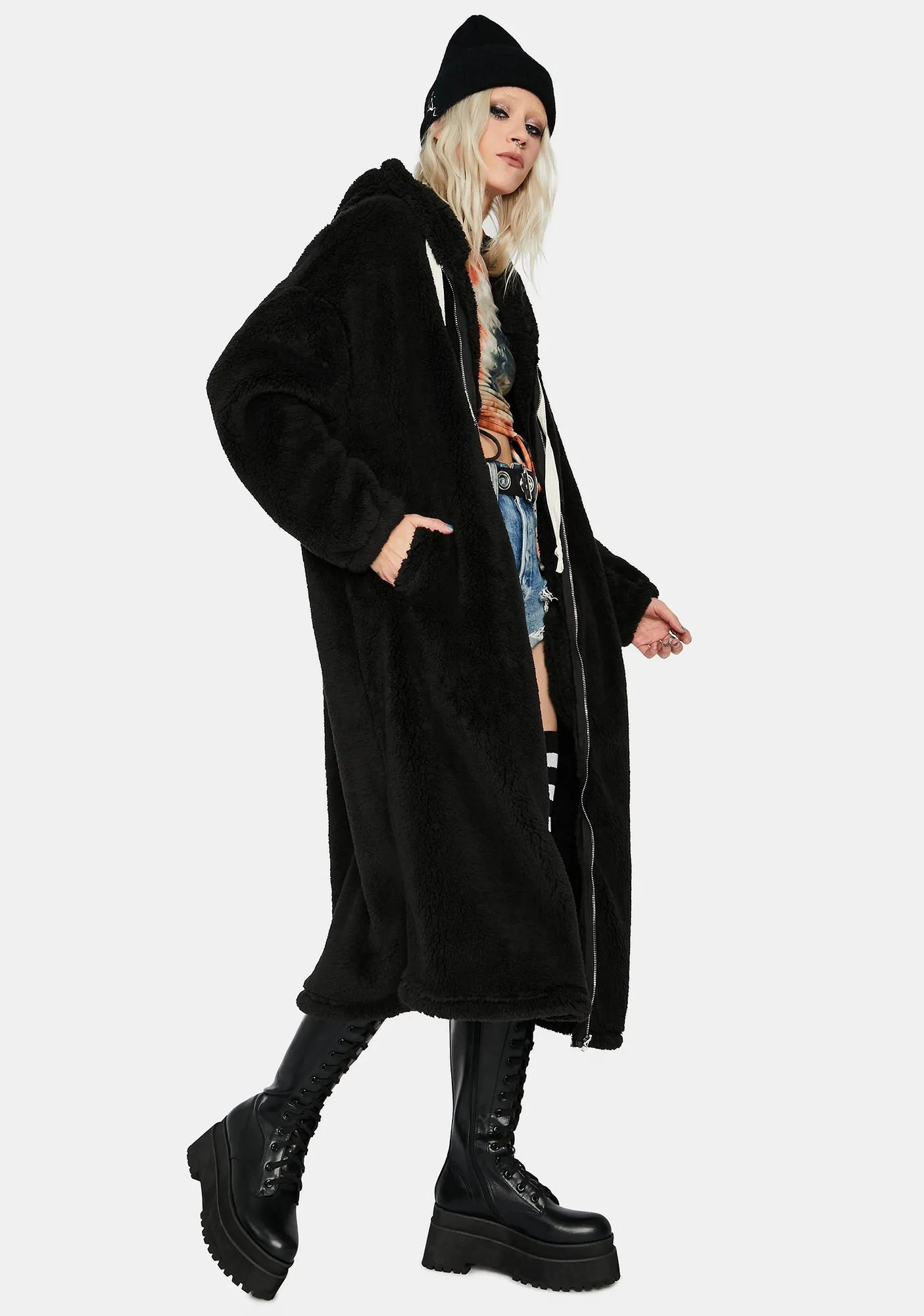 Hyped Up Longline Teddy Coat sold by Dolls Kill product image thumbnail 3