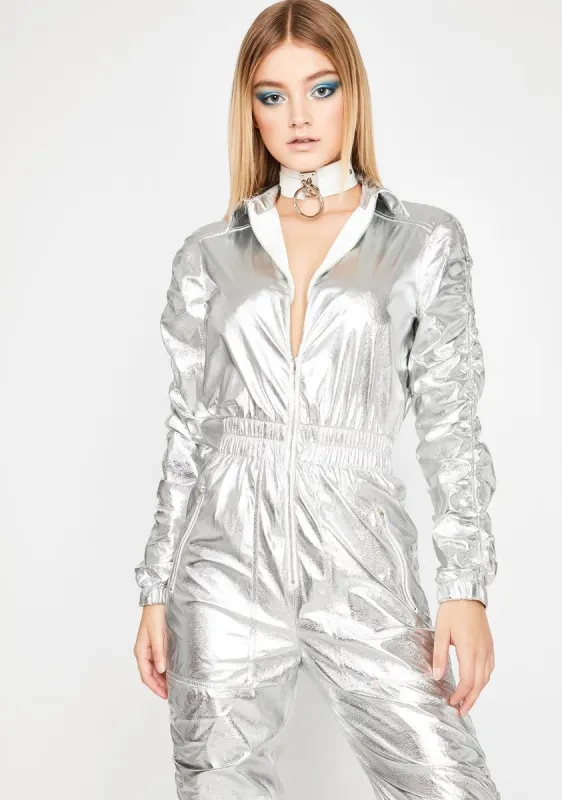 High Gravity Metallic Jumpsuit sold by Dolls Kill
